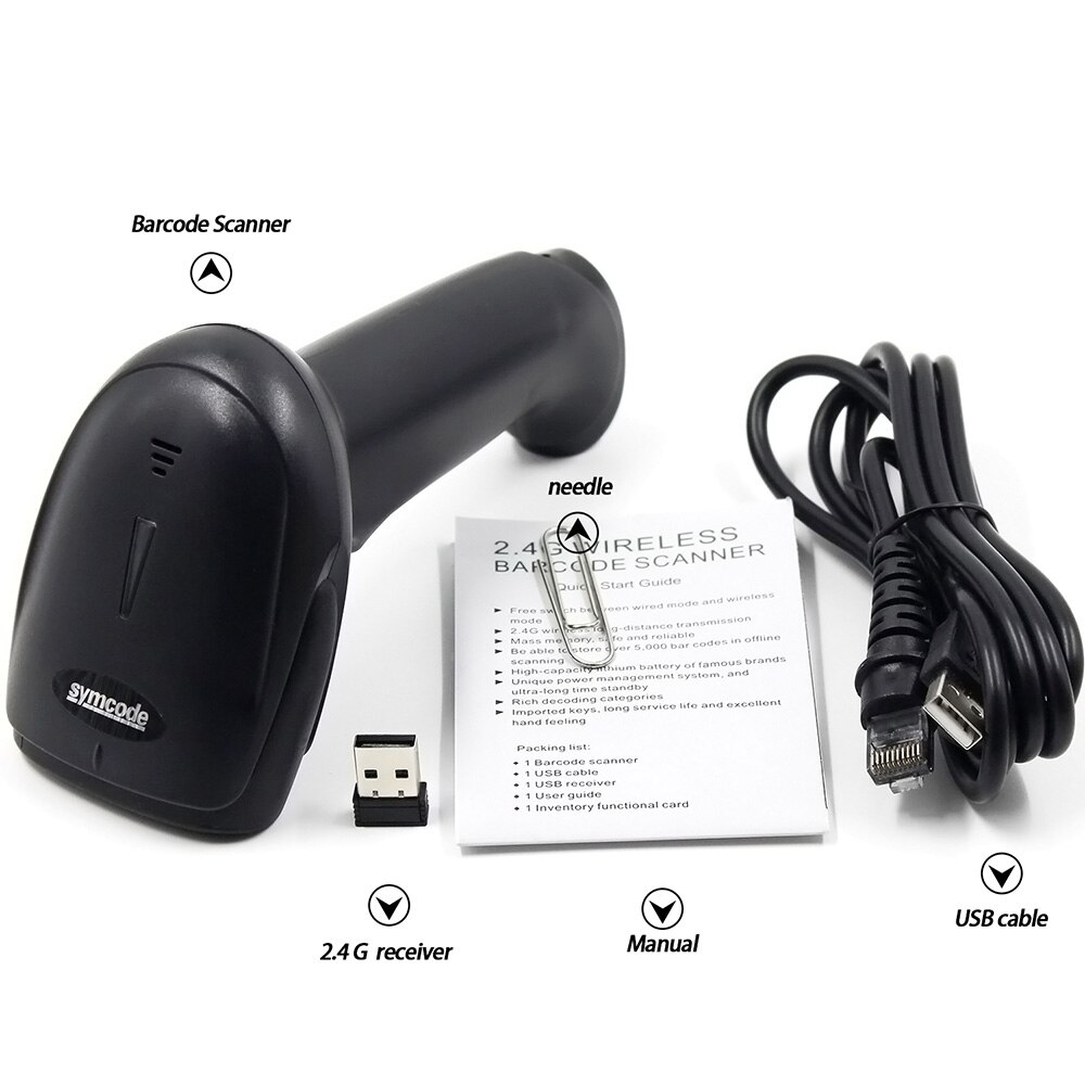 Symcode 1D CCD 2.4G Wireless USB Bar code Reader with 100Meters(330ft) Wireless Transfer Distance