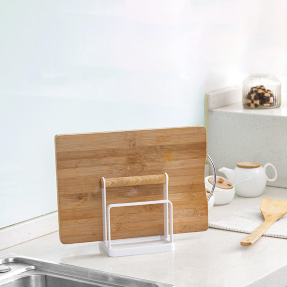 3-Slot Keuken Snijplank Opslag Met Houten Handvat Rekken Vegen Hakmes Pot Deksel Plank Vegen Rack Snijden boards