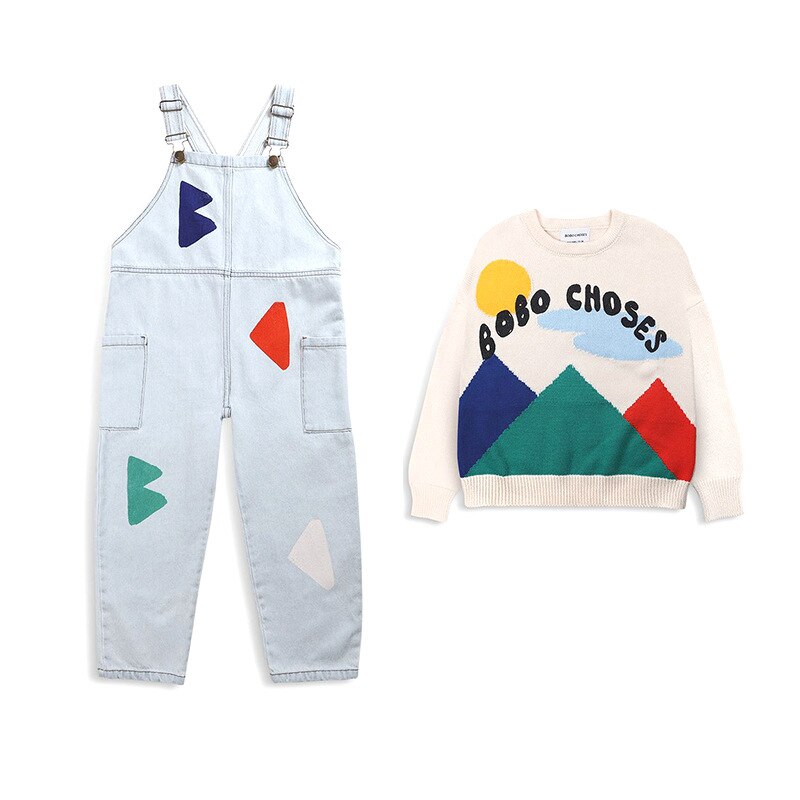 Pantalones vaqueros para niñas, monos BOBO, Camiseta de algodón para niños, suéter blanco, ropa para jóvenes, ropa para niños 2022