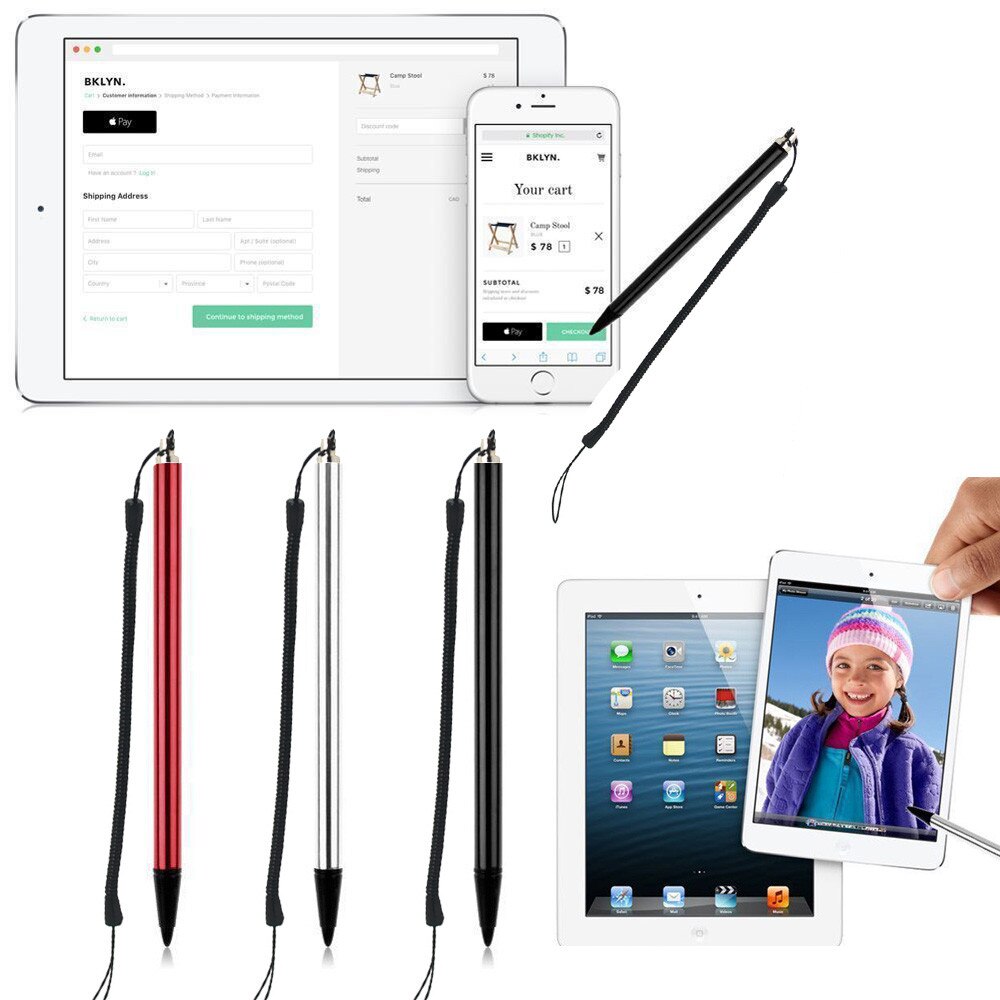 12Cm Tweekoppige Siliconen Touch Screen Pen Met Elastische Koord Voor Iphone Ipad Voor Samsung Tablet Telefoon Tablet pen