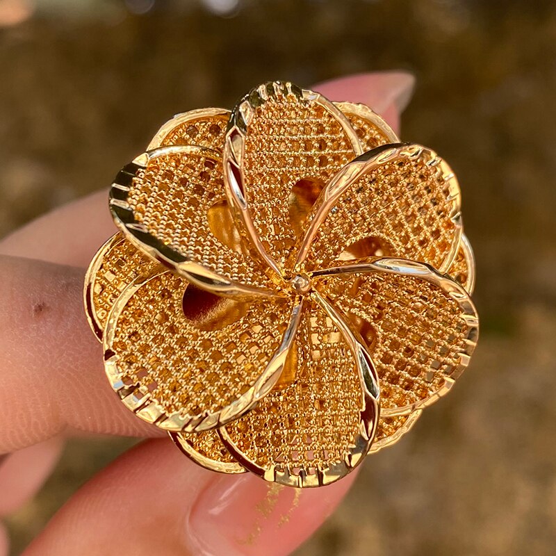 Free Size Ethiopia Rings Dubai rings For women 24K gold Plated African Party wedding Middle East Rings Hallowe