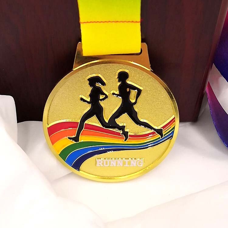 Color Metal Medal Match Medals Badges Souvenirs The marathon Medal Medal with good ribbon School sports Metal: Gold