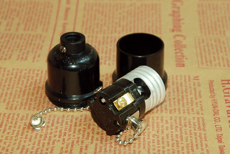 E26E27 UL Bakelite Lamp Holder Retro Pull Chain Screw Bulb Lamp Socket