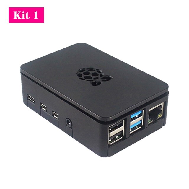 Raspberry Pi 4 Model B Case Black ABS Case Plastic Doos Behuizing met Aluminium Koellichaam Voeding voor Raspberry pi 4 4B: Kit 1