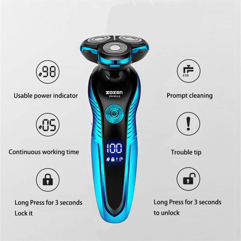 ZOZEN Electric Razor Electric Shaver Washable Rechargeable Body Hair Clipper Shaving Machine for Men Beard Trimmer Wet Dry Use