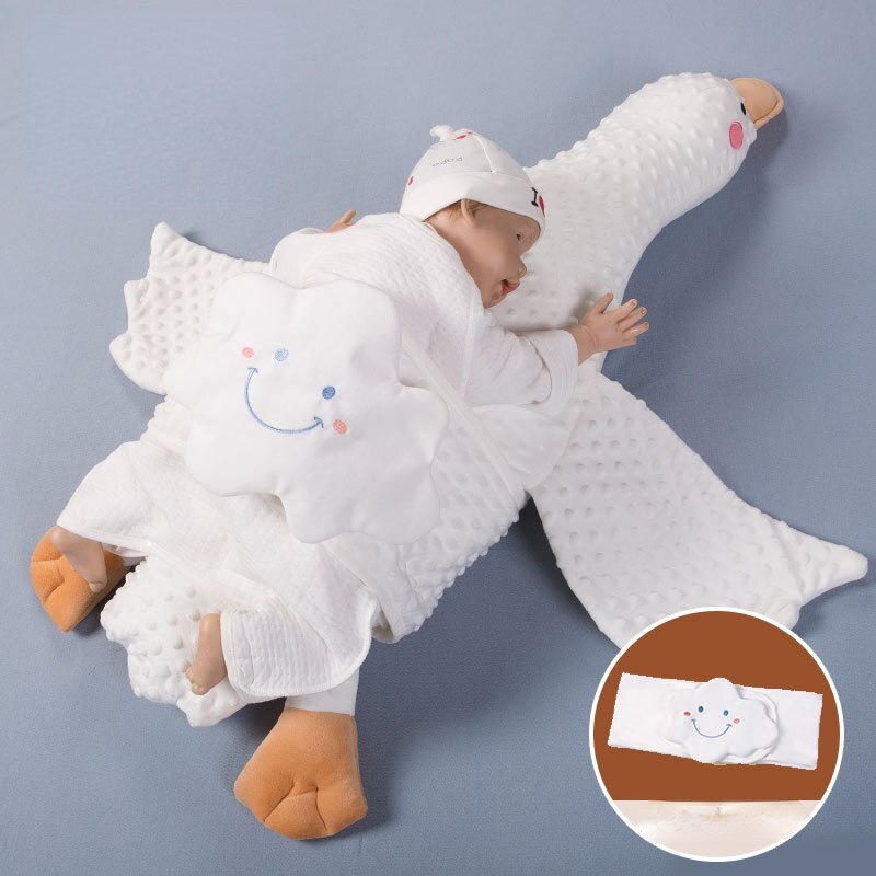 Escape de avión grovel, almohada de tiro blanco grande, Ganso, bebé, confort de remisión infantil, almohada de enfermería cólica, decoración de habitación: white swan-brown