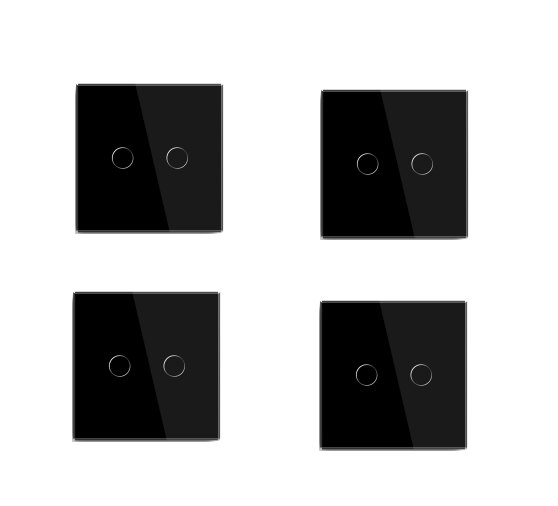 Bseed 2 Gang Multi Control EU Standard Wifi Light Touch Switch Wall Switch Black White Golden With Mirror Crystal Glass Panel