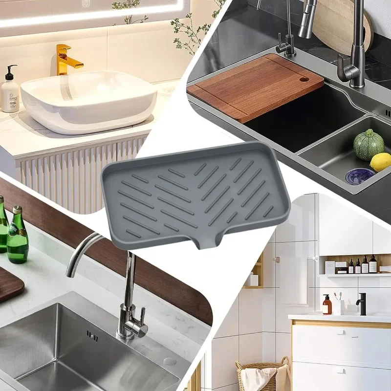 Lavello da cucina Porta spugna Portasapone in silicone Portasapone auto drenante Portaoggetti antiscivolo Forniture per la cucina del bagno