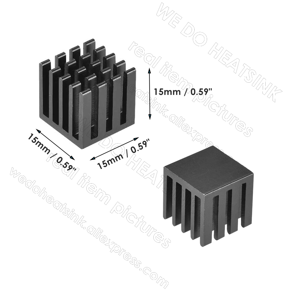DISSIPADOR DE CALOR WE DO 15x15x15mm sin o con almohadilla térmica tamaño de cubo pequeño disipador de calor de aluminio ranurado anodizado negro radiador enfriador