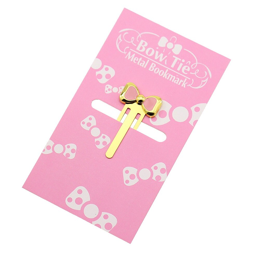 Precioso marcador de libros de Metal con lazo, accesorios para libros, marcador de Clip de papel dorado, Rosa y Rojo para diario, artístico DIY para el colegio y la Oficina 6604
