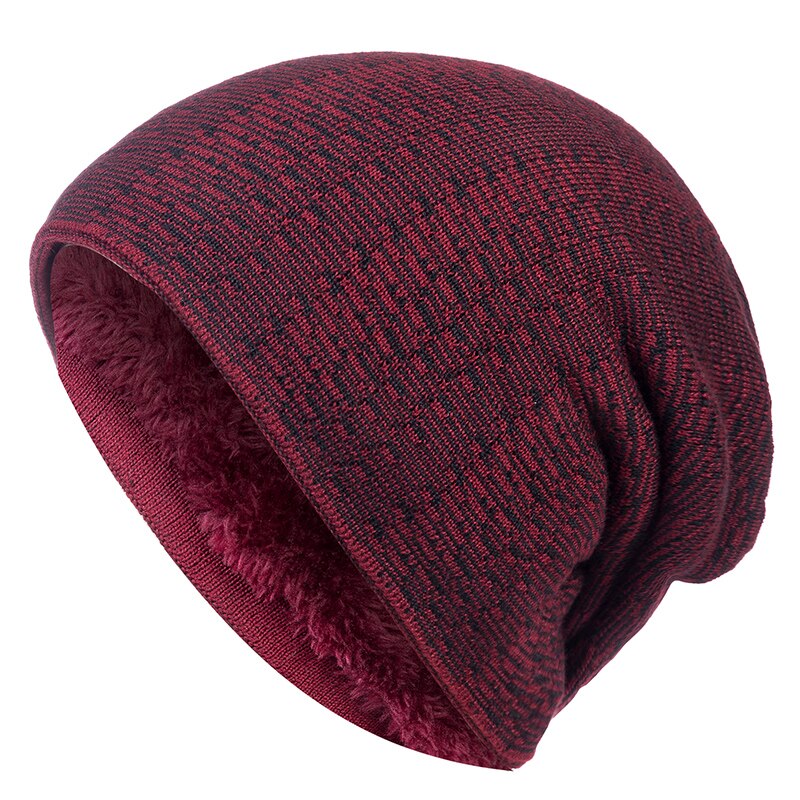 Unisex wintermutsen voor mannen en vrouwen, gemengde kleuren, warme skimuts voor mannen en vrouwen, met bontvoering en gebreide katoenen muts: Rood