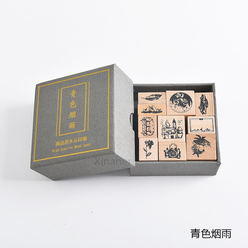 XINAHER 1set Vintage geometric digital stamp DIY wooden rubber stamps for scrapbooking stationery scrapbooking standard stamp: B