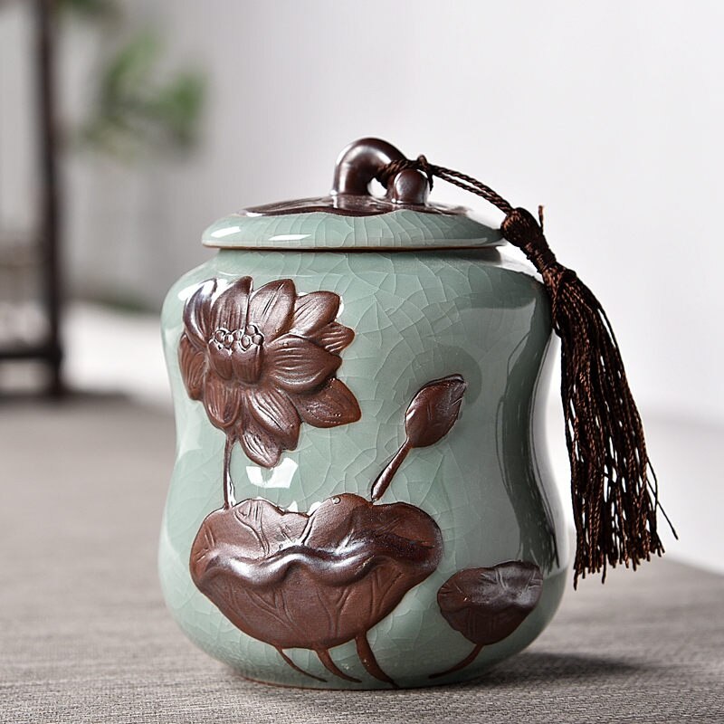 Theecontainer keramische verzegelde blikken voedselpot kruiden suikerpot huishoudelijke thee koffie opslagflessen en potten: 1