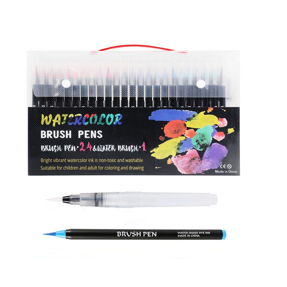 12-72 Colors Watercolor Brush Pen Art Marker Felt Painter Calligraphy School Art Supplies Lettering Coloring Pens Set For Manga: 24 Colors