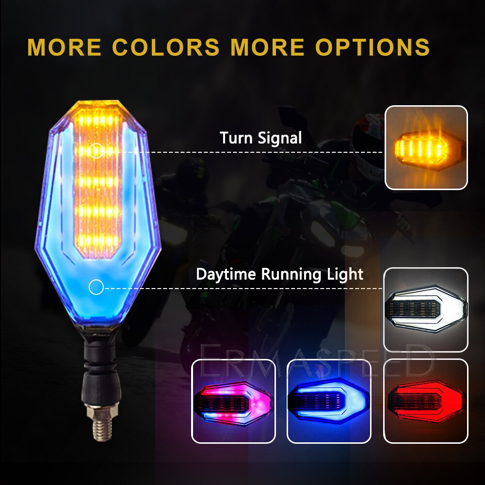 Intermitentes LED universales para motocicleta, luces intermitentes ámbar IPX6, luz diurna, accesorios para Moto