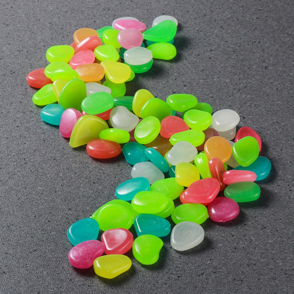 100 stuks lichtgevende keien, kiezelstenen, gloeiend in het donker voor aquarium, aquarium, grinddecoraties voor de tuin (blauw)