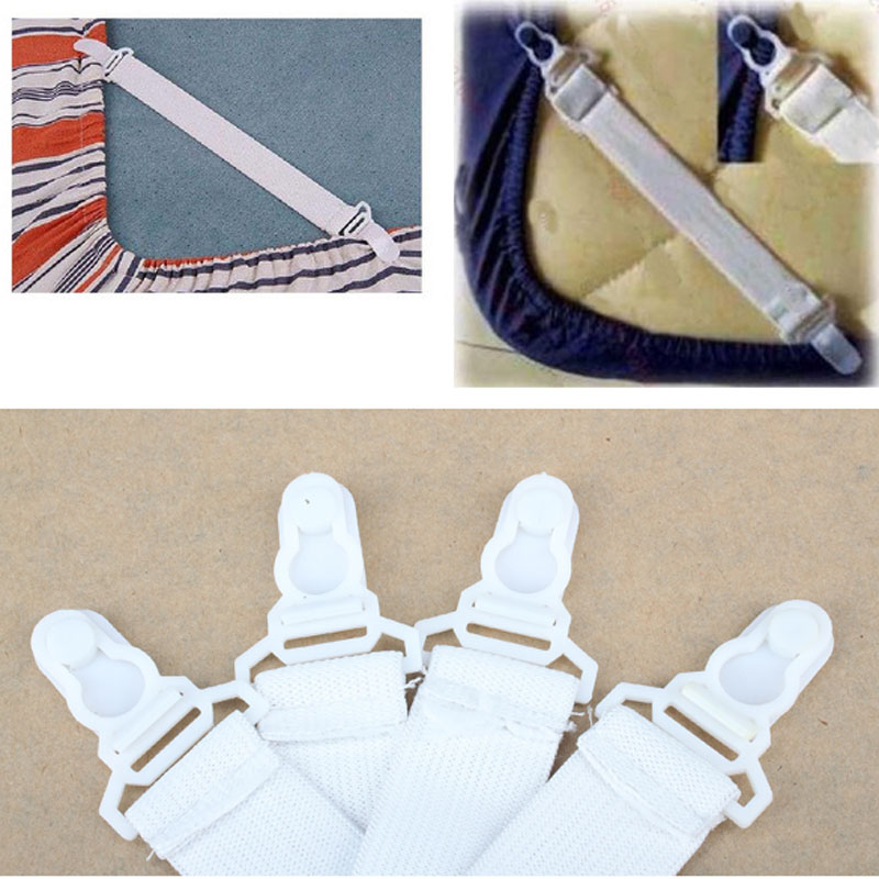 4 Pcs Bed Sheet Fasteners Clip Elastic Suspenders Grippers Holder --M25: Default Title