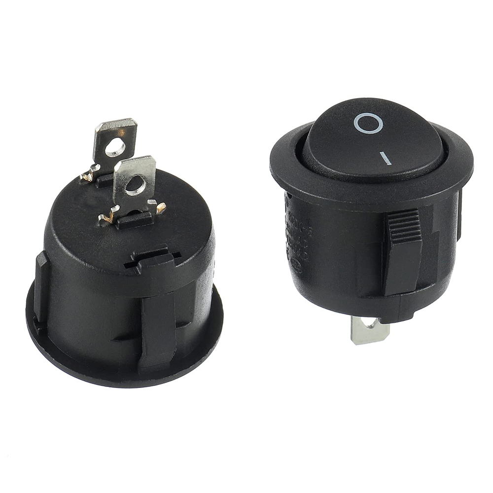 KCD1 Black Round Rocker Switch 10Pcs On Off 2 Pin AC 6A(250V) 10A(125V) SPST Press Toggle Button for Auto Boat Marine Car Light
