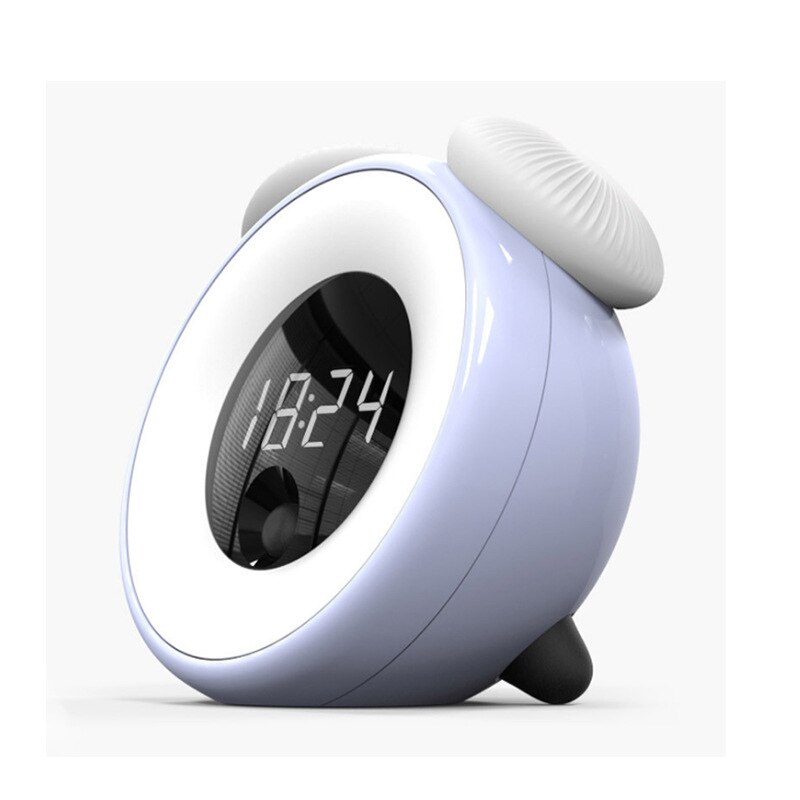 LED Digital Alarm Clock Smart Silent Radio Electronic Small Backlit Intelligent Sensor Children Cute Charging Night Sleep Light: Blue
