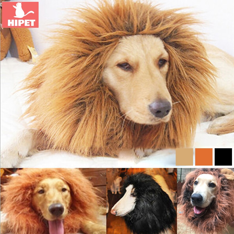 Sjov kæledyr hund kostume løve manke paryk hue hat til kattehund halloween fest dekoration store hunde tøj med øre Grandado