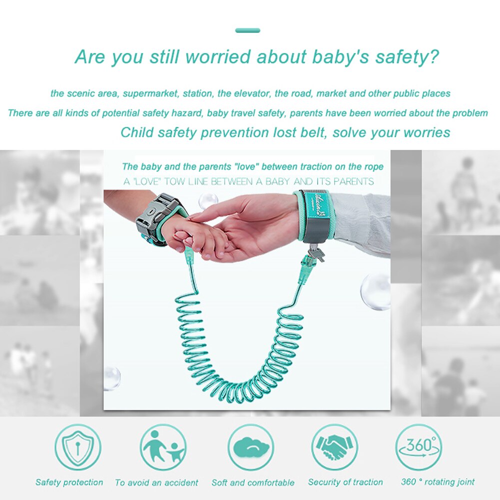 360 barn baby säkerhetssele koppel anti förlorad handled länk barn anti förlorad handled dragkraft slitstarkt band utomhus promenader bälte