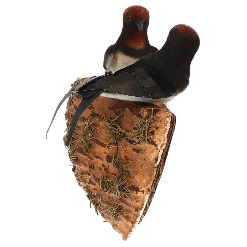 1 Set Artificial Bird Nest Decor Bird Nest Adornment with Simulation Swallows
