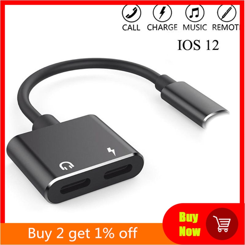 adapter 2 w 1 dla iPhone 7 8 plus X XS MAX konwerter splittera ładowania