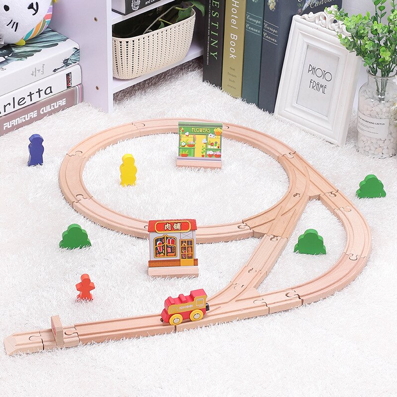 DIY Wooden Track Train with Scene Vocal Track Building Blocks Car Train Railway Track Set Educational Toys Children&#39;s: 7