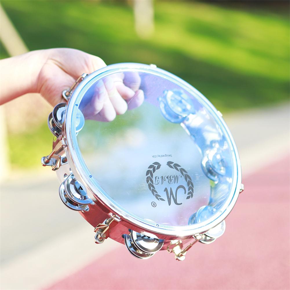 Hand Held Tambourine Drum Self-tuning Double Row Stainless Steel Ring Percussion Musical Educational Instrument for Kids Games