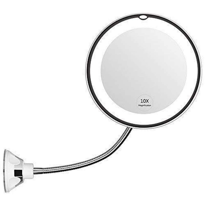10x- bade spejl forstørrelsesglas vægmonteret justerbart fleksibelt spejl sammenfoldelig badeværelsessminkespejl med led lys makeup værktøjer