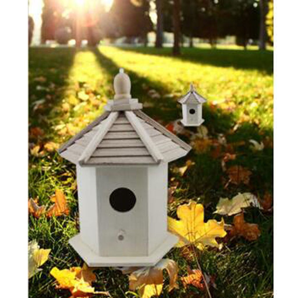 Hanging Wooden Bird Nesting Box House With Round Shaped Entrance Hole