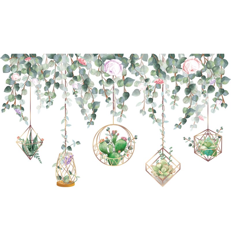 Planta verde pared pegatinas DIY maceta Mural cultural calcomanías para sala de estar dormitorio cocina decoración del hogar: potted sticker2