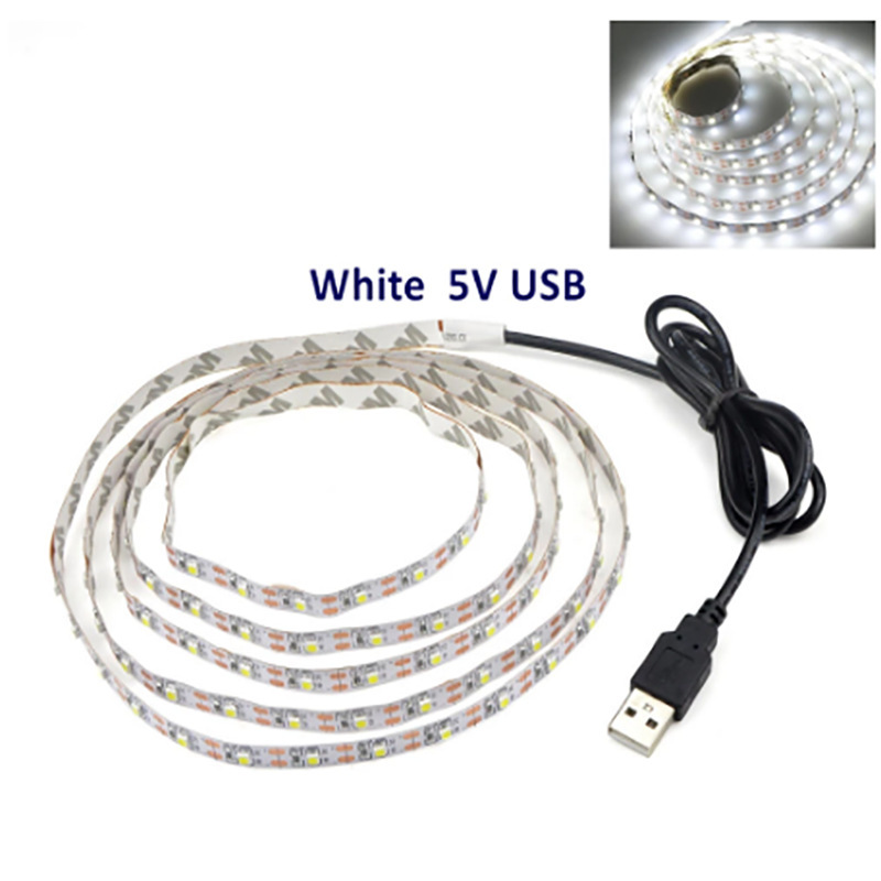 DC 5 V USB LED Strips 2835 5050 Wit Warm Wit Tira LED Strip Licht TV Achtergrond Verlichting Tape Thuis flexibele Decor Lamp 1-5 m: Blauw / 4300k