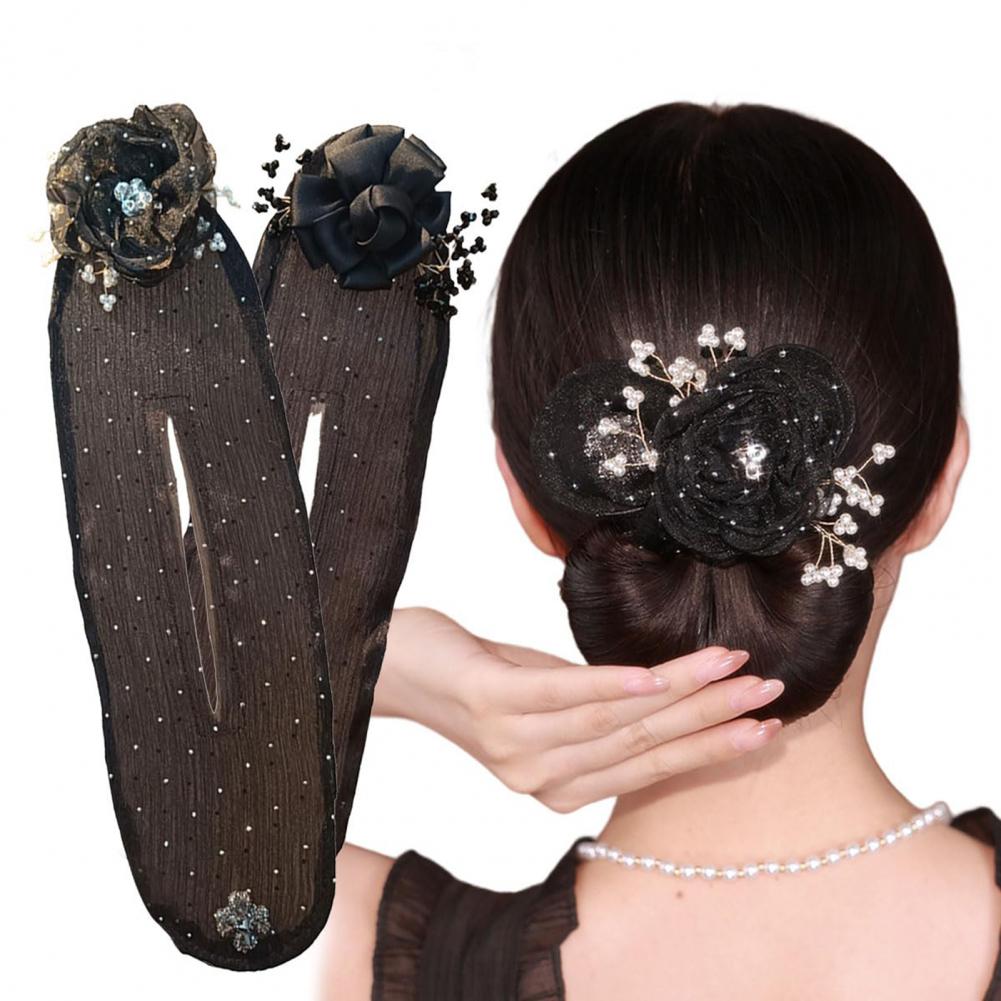 Juego de rizador de moño Floral para mujer, herramienta de rollo a presión fácil para peinado de cabello largo, Kit de torsión de moño Perezoso