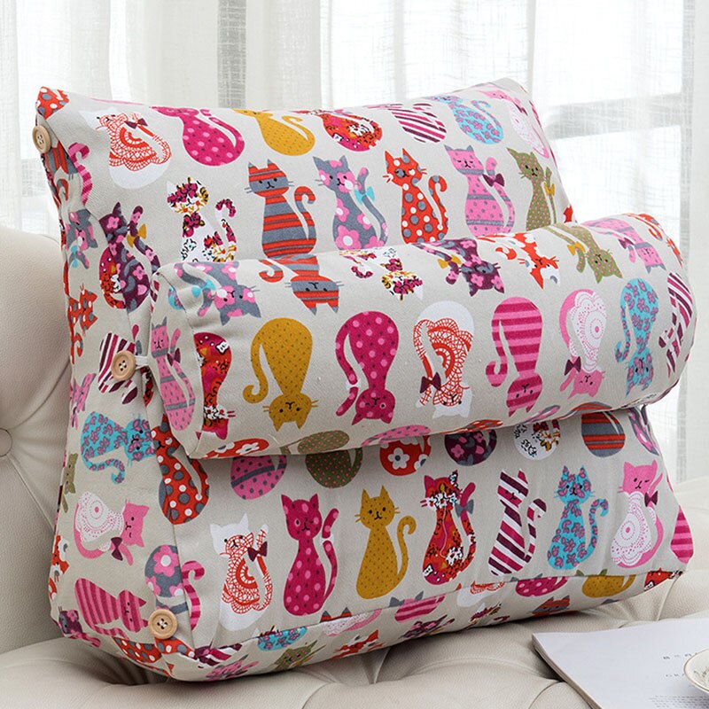 Triangular Backrest Cushion Cotton Linen for Chair Sofa Cushions Bed Rest Back Pillow Waist Cushion Office Home Decor 45x45x20cm: 2