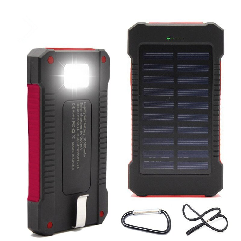 Solar powerbank echt 20000 mah dubbele usb externe waterdichte polymeer batterijlader buitenlamp powerbank ferisi: Lii -d006