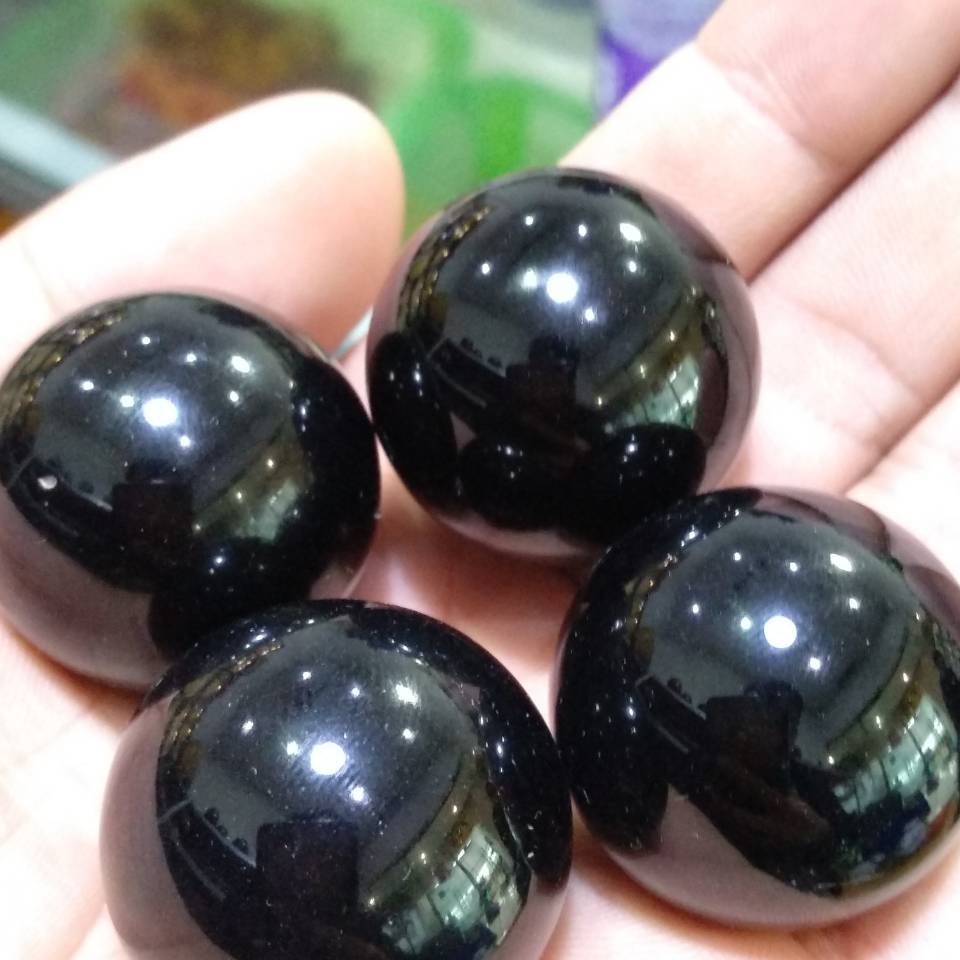 3cm Black OBSIDIAN Sphere - Natural Obsidian Crystal Ball 4pcs