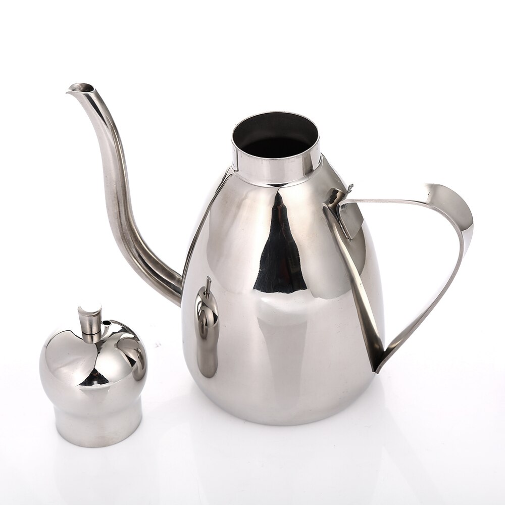 Realand Classic Premium Rvs Olijfolie Dispenser 500/1000 ml Lekvrije Olie Drizzler Azijn Pot Kan Fles Cruet