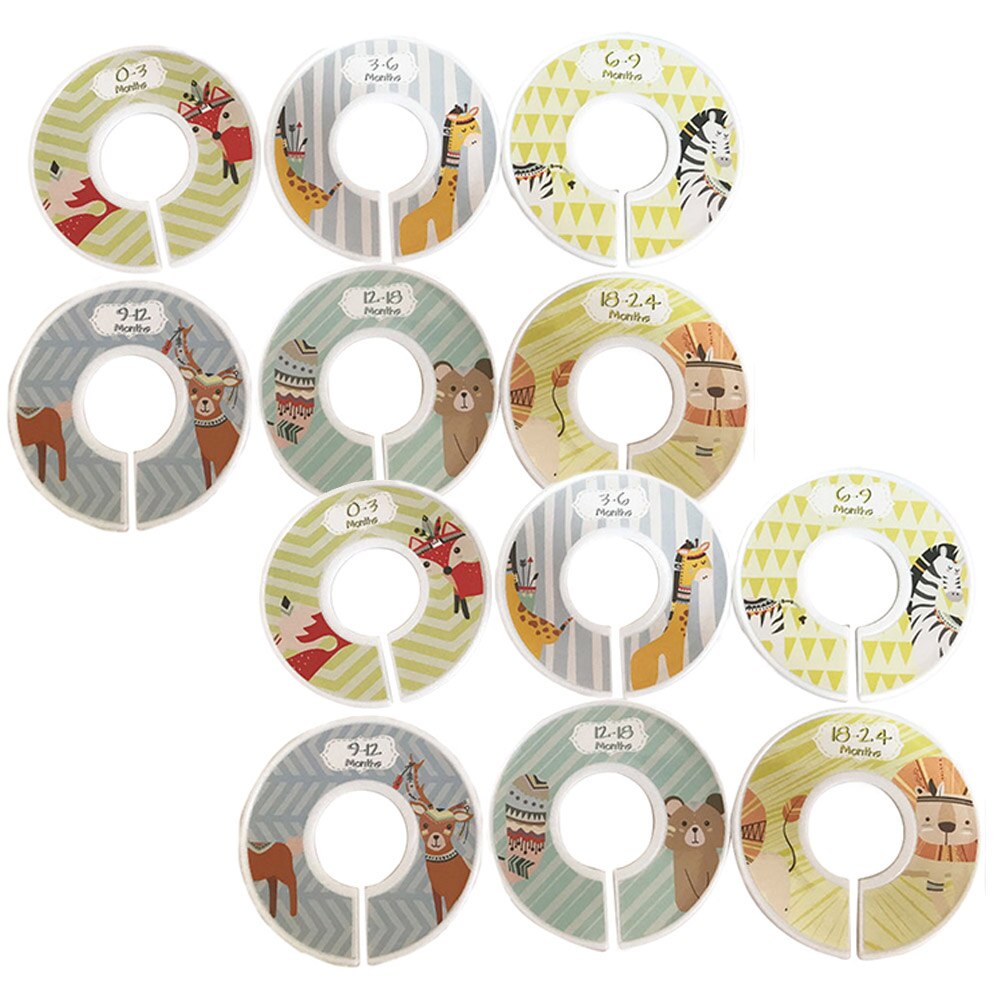 12 stuks Baby Closet Divider Cartoon Animal Nursery Closet Kleding Maat Leeftijd Verdelers Rack Hanger voor Baby Zuigelingen Pasgeboren Kleding: Style B