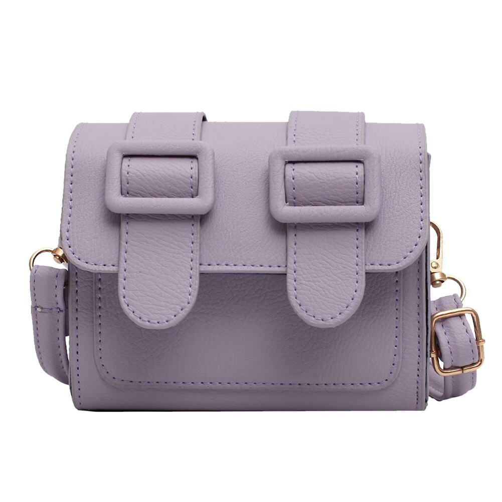 Vrouwen Hit Kleur Schoudertassen Pu Lederen Kleine Flap Crossbody Purse Handtassen Populaire Eenvoudige Vrouwelijke Dagelijkse Tas: Paars