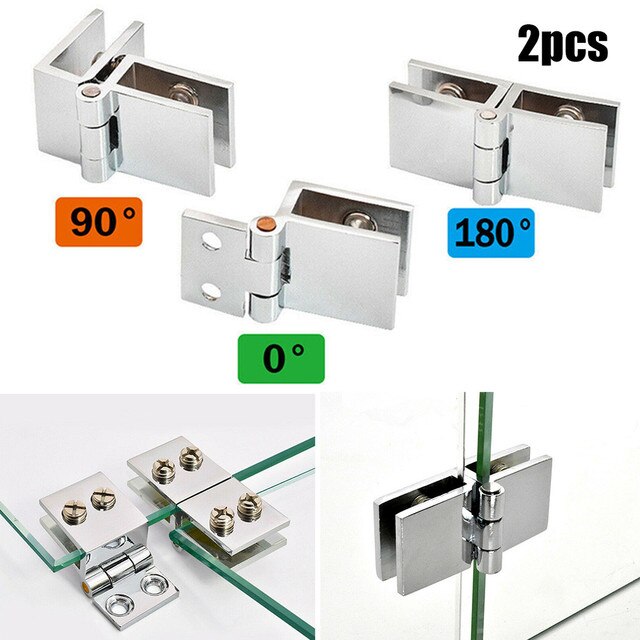 2 Stuks Glazen Deur Scharnier Klem Non Opening Glas Scharnier Glas Kastdeur Scharnier Wijn Kast Scharnier Glas Kastdeur scharnier: 0 Degree