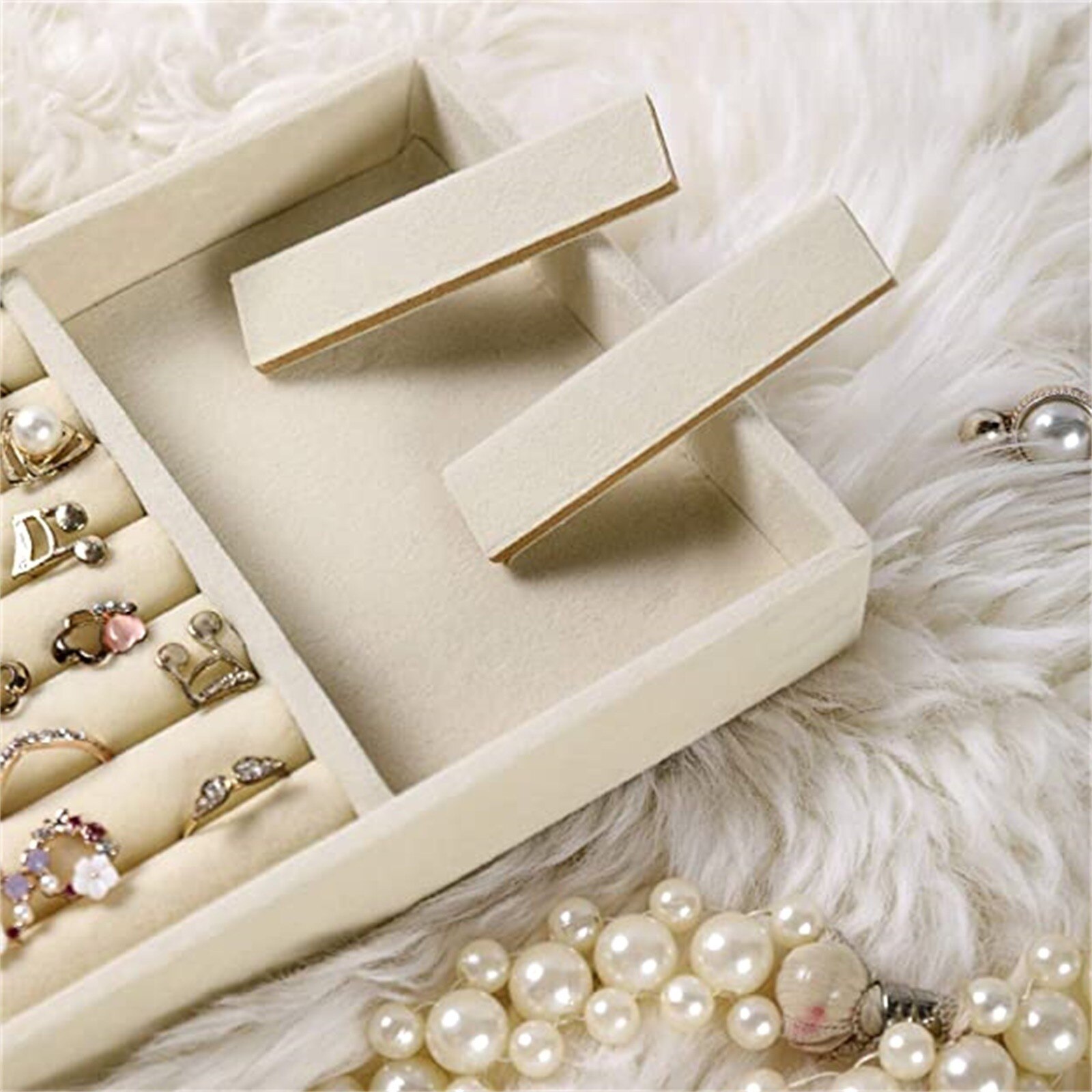 25# Velvet Ring Earrings Necklace Jewelry Display Organizer Box Tray Showcase Holder Jewelry Storage Box Earring Plate