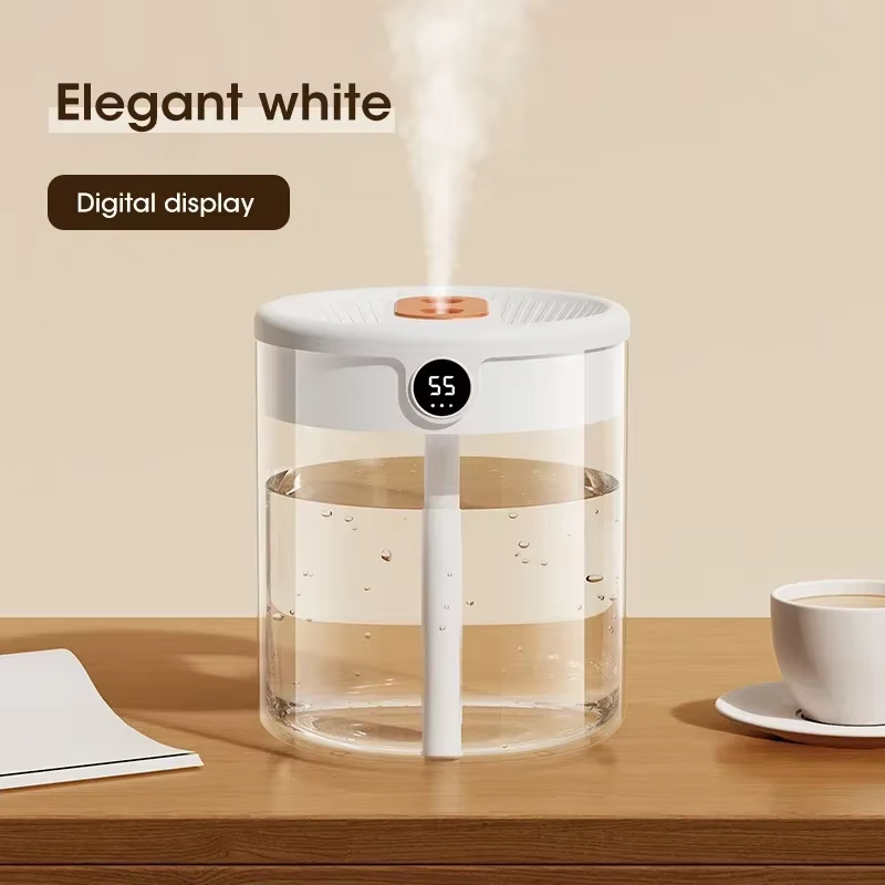 Xiaomi-humidificador de pulverización Dual de 2L, luz nocturna Digital, enchufe USB, gran capacidad, Nano niebla fina, dispositivo de Humidificación de aire para el hogar y el coche: Amarillo claro