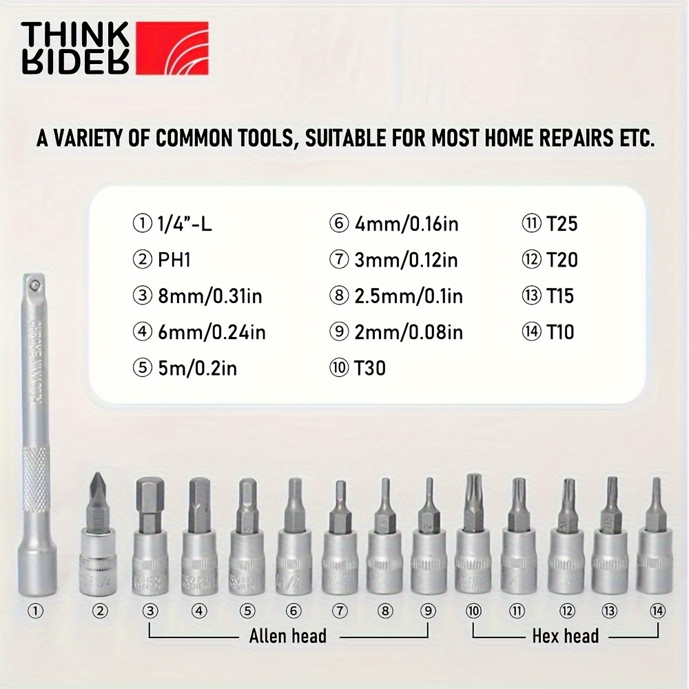 ThinkRider-llave dinamométrica para bicicleta de NL-15, herramienta Allen, juego de llaves de vaso, Kits de herramientas de reparación de ciclismo