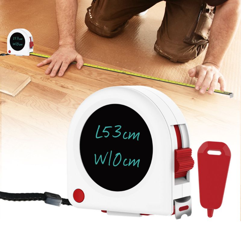 5m/16ft Tape Measure with LCD Writing Tablet Drawing Board for Construction/Carpenter/DIY Measurement