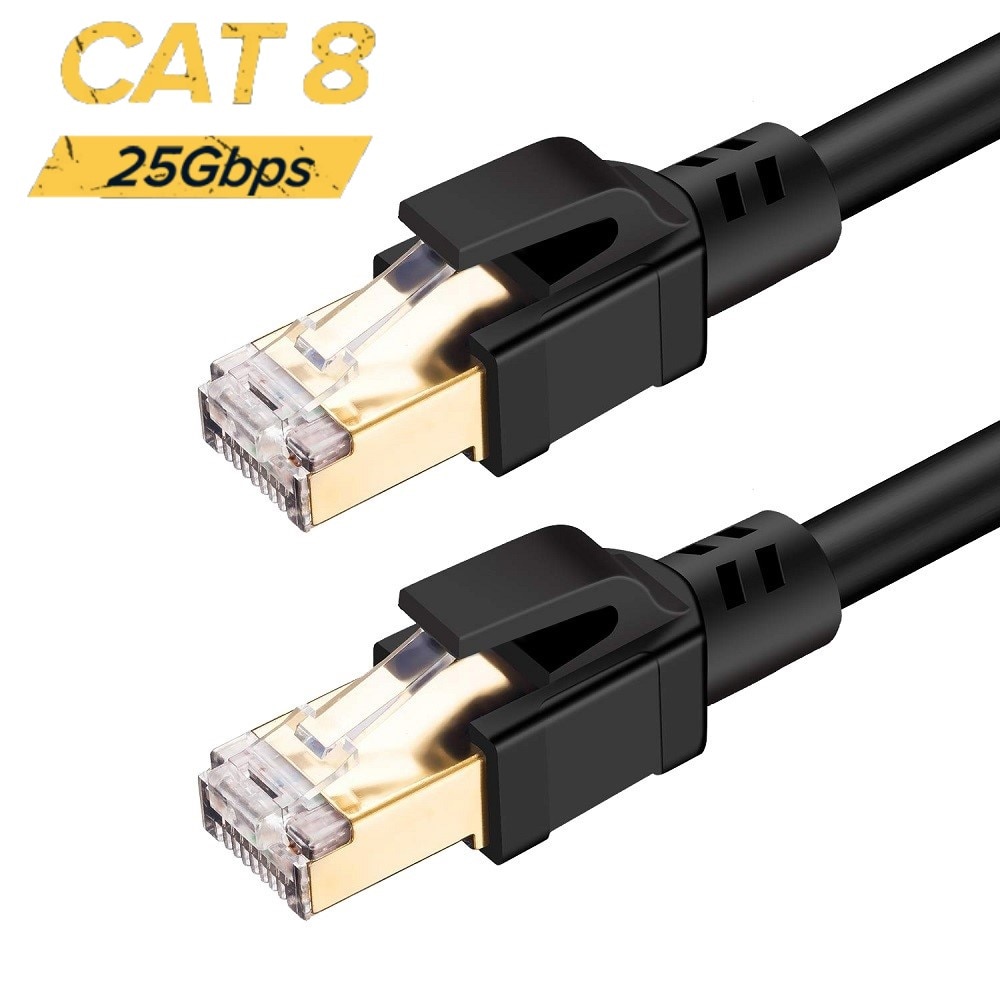 Cat 8 Network RJ45 SFTP LAN Patch Cable Twisted Pair Wire Support High-Speed 25Gbps 2000MHz for Modem, Router, PC, PS4, Xbox One