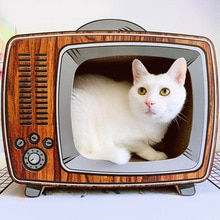 Radio/TV Cat Scratch Board Cats Beds And Houses Cat's House Cat Scratcher Scraper House For Cats Nail Scratcher Pet Toys Cat Bed