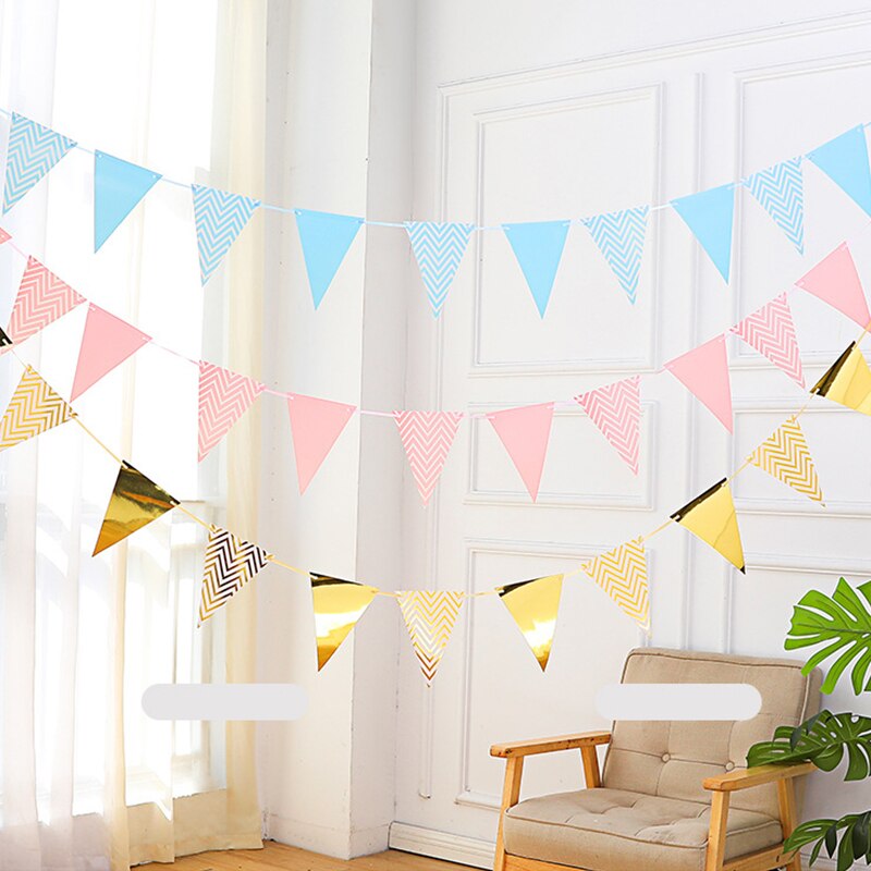 Nordic Stijl Rose Gouden Driehoek Wave Bunting Adult Party Sfeer Decoratie