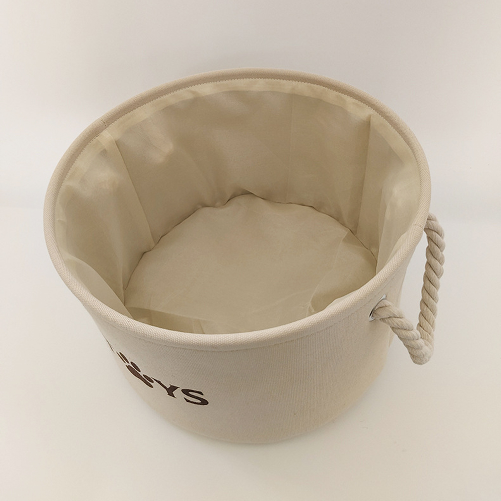 Round Dog Pet Toy Basket Cat Clothes Storage Box Foldable Storage Basket with Handle Pet Supplies
