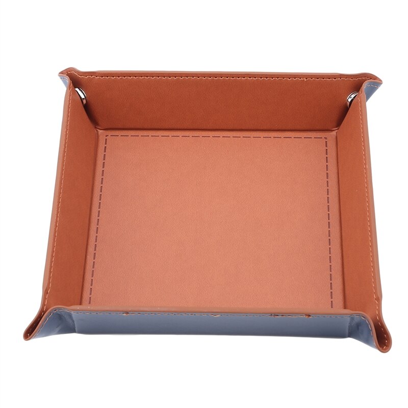 Hexagonal Foldable Pu Velvet Dice Tray Foldable Pu Tray Desktop Folding Storage Tray Dice Game Storage Portable Rolling Tray: Brown Style 1